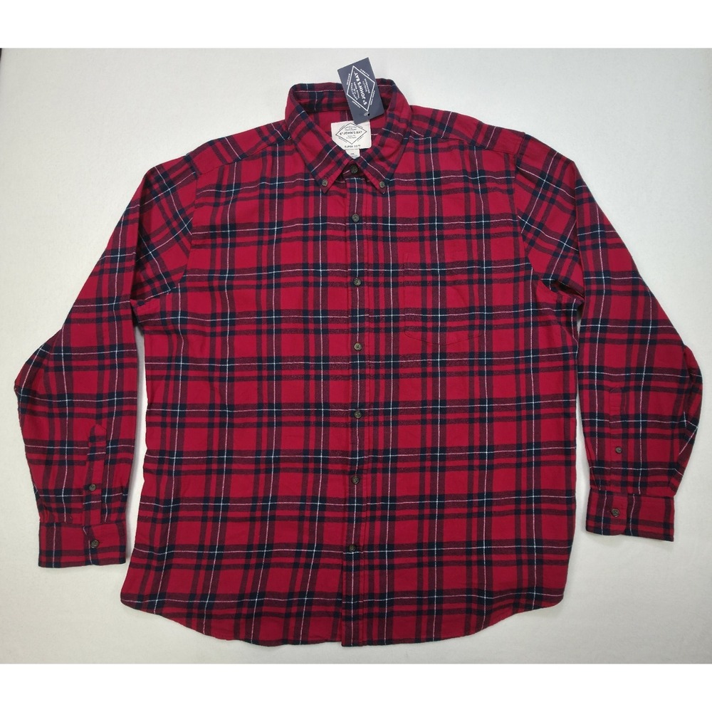 NEW St Johns‎ Bay Flannel Shirt Mens 2XL Red Black Signature Durable Comfort